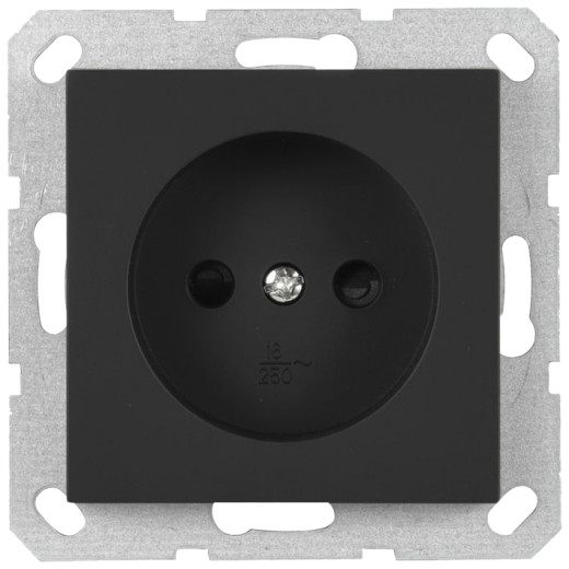G Черный матовый Розетка б/з со шторками 16A 250V~