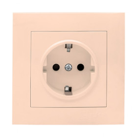 EKF PROxima Валенсия розетка 1-местная с/з 16А кремовая с защ. штор..