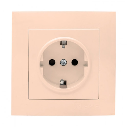 Валенсия розетка 1-местная с/з 16А кремовая с защ. штор. EKF PROxima
