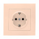 Валенсия розетка 1-местная с/з 16А кремовая с защ. штор. EKF PROxima