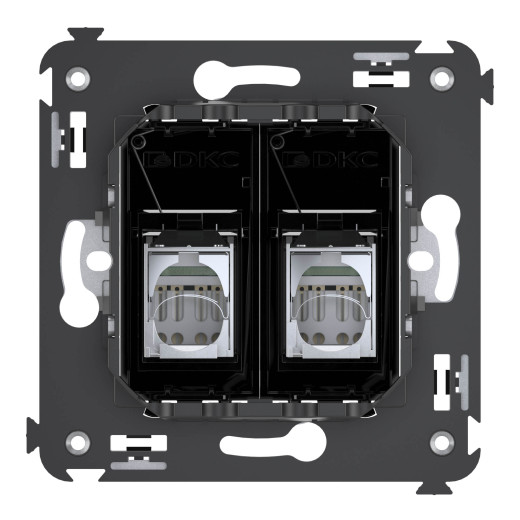 Компьютерная розетка RJ-45 в стену, кат.5e двойная экранированная, Avanti, черный квадрат