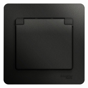 Systeme Electric Glossa Антрацит Розетка с/з со шторками с крышкой, 16А, IP20 (в сборе)