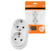 TDM Розетка двойная 2П+3 открытой установки IP20 16А белая 