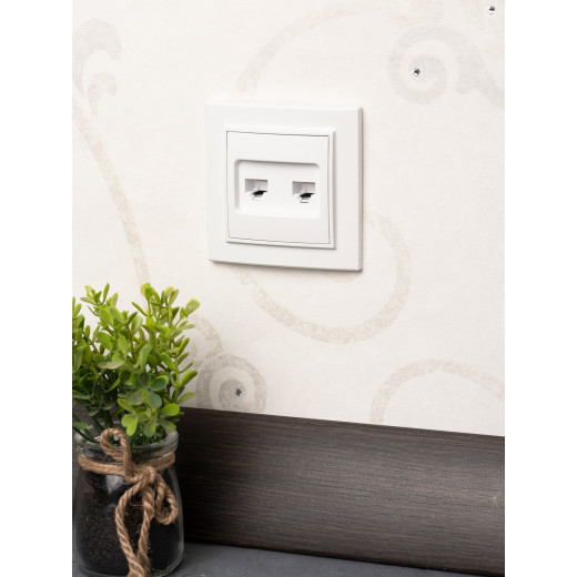 Розетка RJ-45 2-местная СП Минск белая EKF