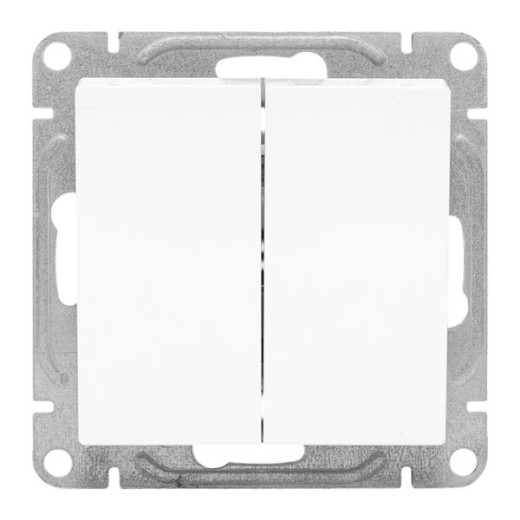 Механизм выключателя, двухклавишный, проходной, белый Эпика EKF