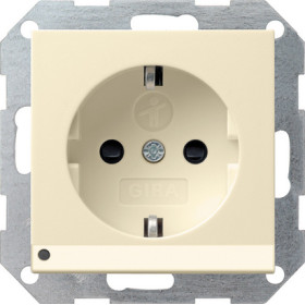 Gira S-55 Крем глянц Розетка с/з с защитой и индикацией напряжения