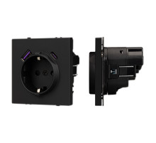 Arlight Механизм розетки с USB зарядкой SCT-NOBE-MUAC-SFPL-BK (230V, 16A) (-)