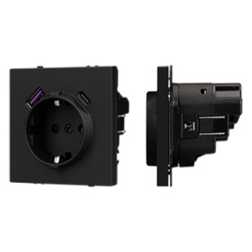 Arlight Механизм розетки с USB зарядкой SCT-NOBE-MUAC-SFPL-BK (230V, 16A) (-)
