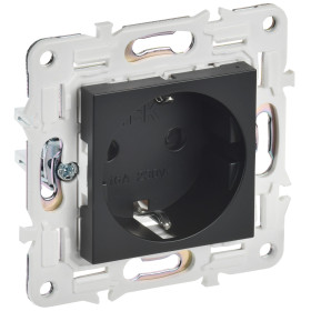 IEK SKANDY Черный Розетка с/з с защитными шторками 16А SK-R04Bl