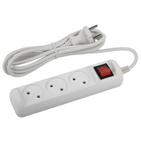 ЭРА Удлинитель электрический  U-3s-3m-2x1 без заземления c выключателем 3 розетки 3м ПВС 2x1мм2 10А