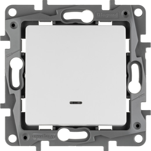 Выключатель одноклавишный с подсветкой/индикацией - Legrand Etika - 10А 250В безвинтовые зажимы - белый