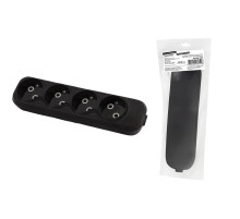 TDM Колодка розеточная 4 гнезда 2П б/з 10А 250В черная серии 