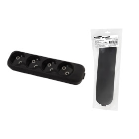 TDM Колодка розеточная 4 гнезда 2П б/з 10А 250В черная серии 