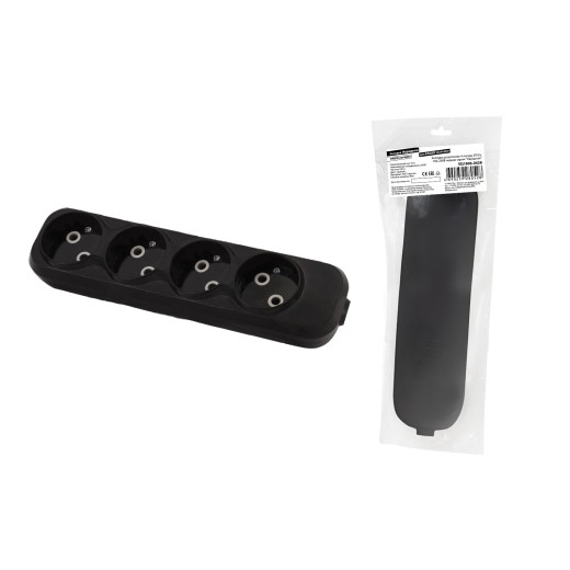 Колодка розеточная 4 гнезда 2П б/з 10А 250В черная серии 