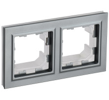 IEK BRITE BASE Сталь Рамка 2-м IP44 РУ-2-БрС-44