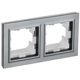 IEK BRITE BASE Сталь Рамка 2-м IP44 РУ-2-БрС-44