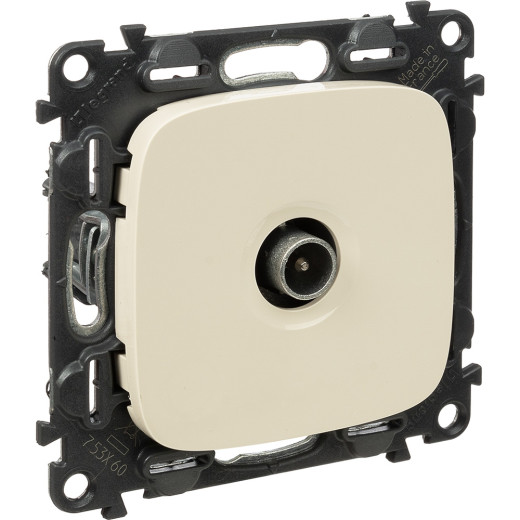 Valena ALLURE.Розетка ТВ оконечная 10дБ 0-862 МГц.С лицевой панелью.Слоновая кость