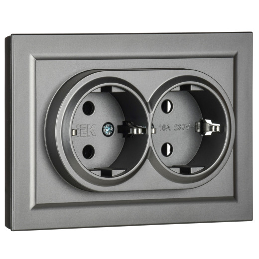 BRITE Роз. 2-я с з/к без з/ш 16А в сб. РС12-3-БрС сталь IEK