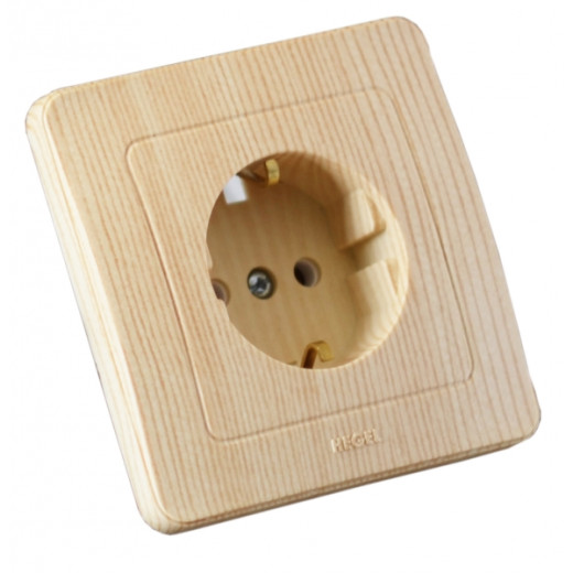 РС16-311-02 Розетка скрытой установки, одноместная, с заземляющим контактом, цвет сосна