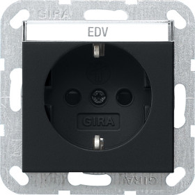 Gira Розетка с з/к, защитой от детей и полем для надписи