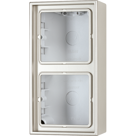 Рамка для вертикальной и горизонтальной установки, 2 поста, накладной монтаж, дюропласт, нержавеющая сталь, Edelstahl