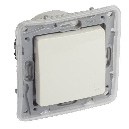Переключатель одноклавишный IP44 - Legrand Etika - 10А 250В безвинтовые зажимы - слоновая кость