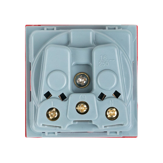 Розетка 45x45 с заземлением, с защ. шторками, 90 градусов, красная EKF