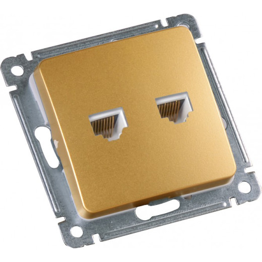 РСКТ-440-07 Розетка компьютерная и телефонная скрытой установки, механизм, цвет золото