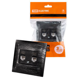 TDM Розетка двойная телефонная RJ11 старинное серебро 