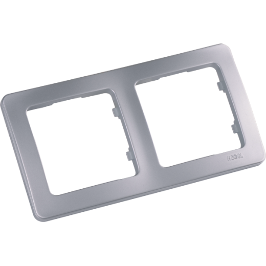 Р402-06 Рамка двухместная, скрытой установки, цвет серебро