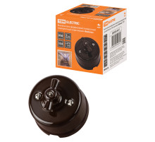 TDM Выключатель фарфоровый поворотный перекрёстный с ручкой (бантик) 10А коричневый «Болонь»