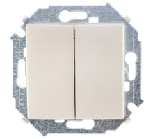 Simon 15 Шампань Переключатель 2-клавишный, 16А, 250В, винт.зажим