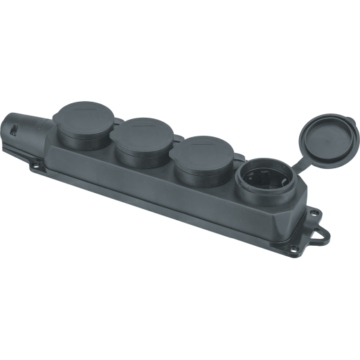 Колодка Navigator 61 373 NCA-BLR2-04-16A-E-IP44-BL 4гн с/з каучук черная