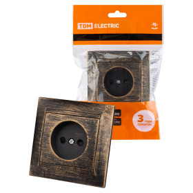 TDM Розетка 2П 10А 250В с защ. шт. старинная бронза 