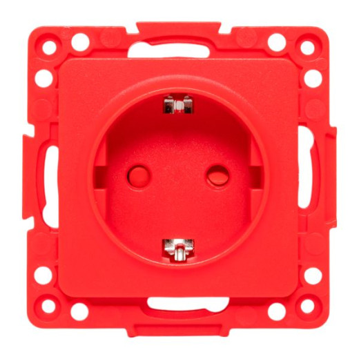 Стокгольм Механизм Розетки 1-местной с/з 16А винтовые клеммы красный с защ. штор. EKF