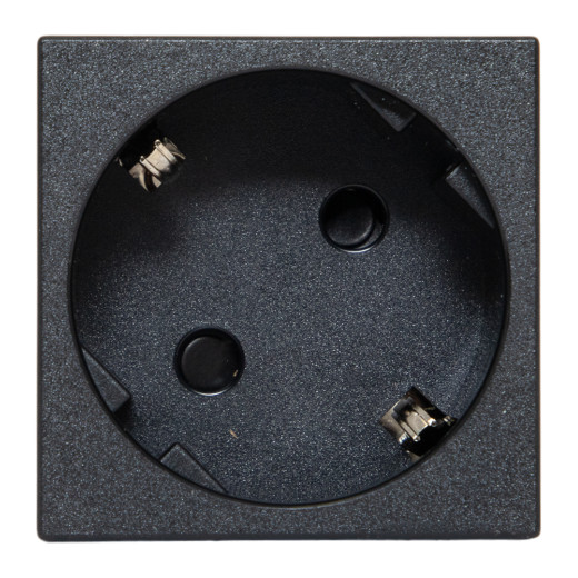 Розетка 45x45 с зазем. 45 градусов, быстрозажимные клеммы, черная, матовая EKF