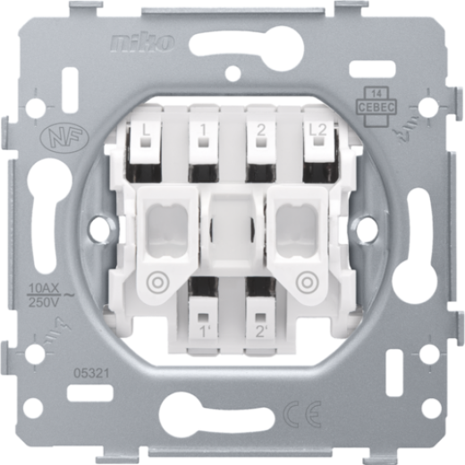 Механизм кнопки 2-клавишной, NO или NC, пруж клеммы