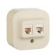 Розетка двойная RJ11+RJ45 категория 5e UTP - Legrand Quteo - IP20 накладной монтаж - слоновая кость