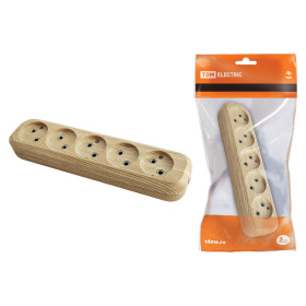 TDM Колодка розеточная 5 гнезд 2П б/з 10А 250В 