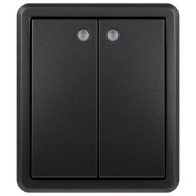 ЭРА Выключатель Эксперт 11-1205-05 двойной с подсветкой IP20 10АХ-250В ОУ антрацит