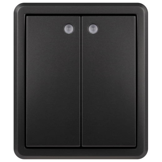 Выключатель ЭРА Эксперт 11-1205-05 двойной с подсветкой IP20 10АХ-250В ОУ антрацит