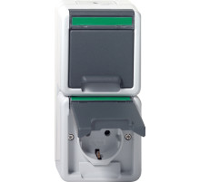 Gira Двойная розетка с з/к IP44. вертикальный блок с полем для надписи. устойчивая к парам аммиака