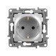 Розетка с заземлением - Legrand Etika - со шторками 16А 250В винтовые зажимы - алюминий