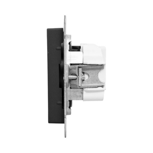 Механизм розетки, 16А, без заземления, без шторок, чёрный Эпика EKF