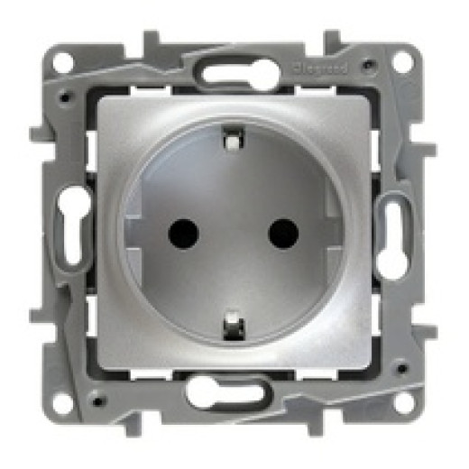 Розетка с заземлением - Legrand Etika - без шторок 16А 250В винтовые зажимы - алюминий