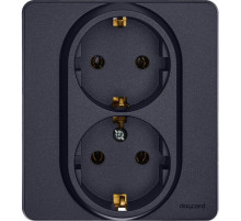 Legrand/Daccord INSPIRIA Антрацит Розетка 2 x 2К+З - немецкий стандарт - 16 А - 250 В.