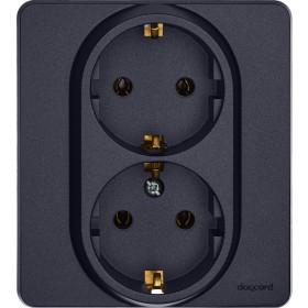 Legrand/Daccord INSPIRIA Антрацит Розетка 2 x 2К+З - немецкий стандарт - 16 А - 250 В.