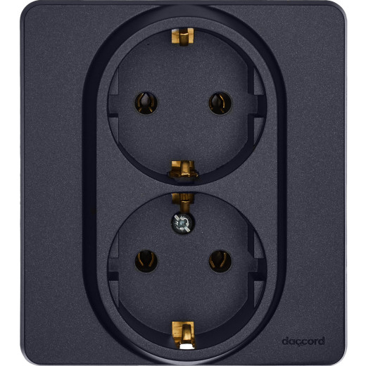 Розетка двойная с заземлением - Legrand/Daccord Inspiria - без шторок в сборе 16А 250В винтовые зажимы - антрацит