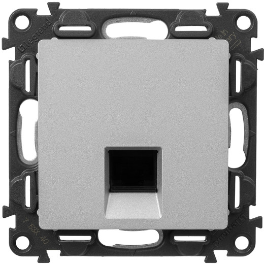 Valena LIFE.Информационная розетка одиночная RJ45 Кат.5е UTP.С лицевой панелью.Алюминий