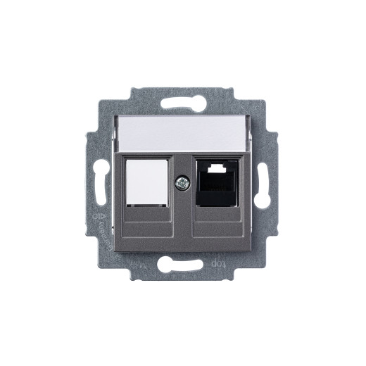 Розетка информационная ABB Levit RJ45 категория 5e и заглушка сталь